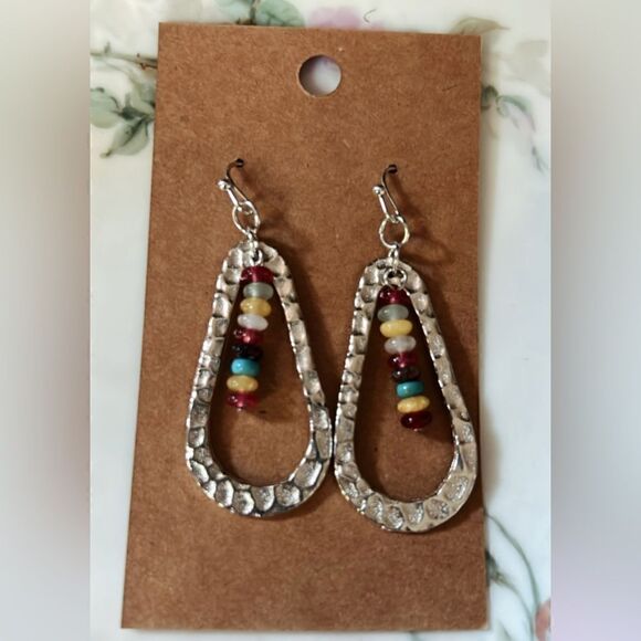 Beaded boho dangle earrings A62 - Picture 2 of 5